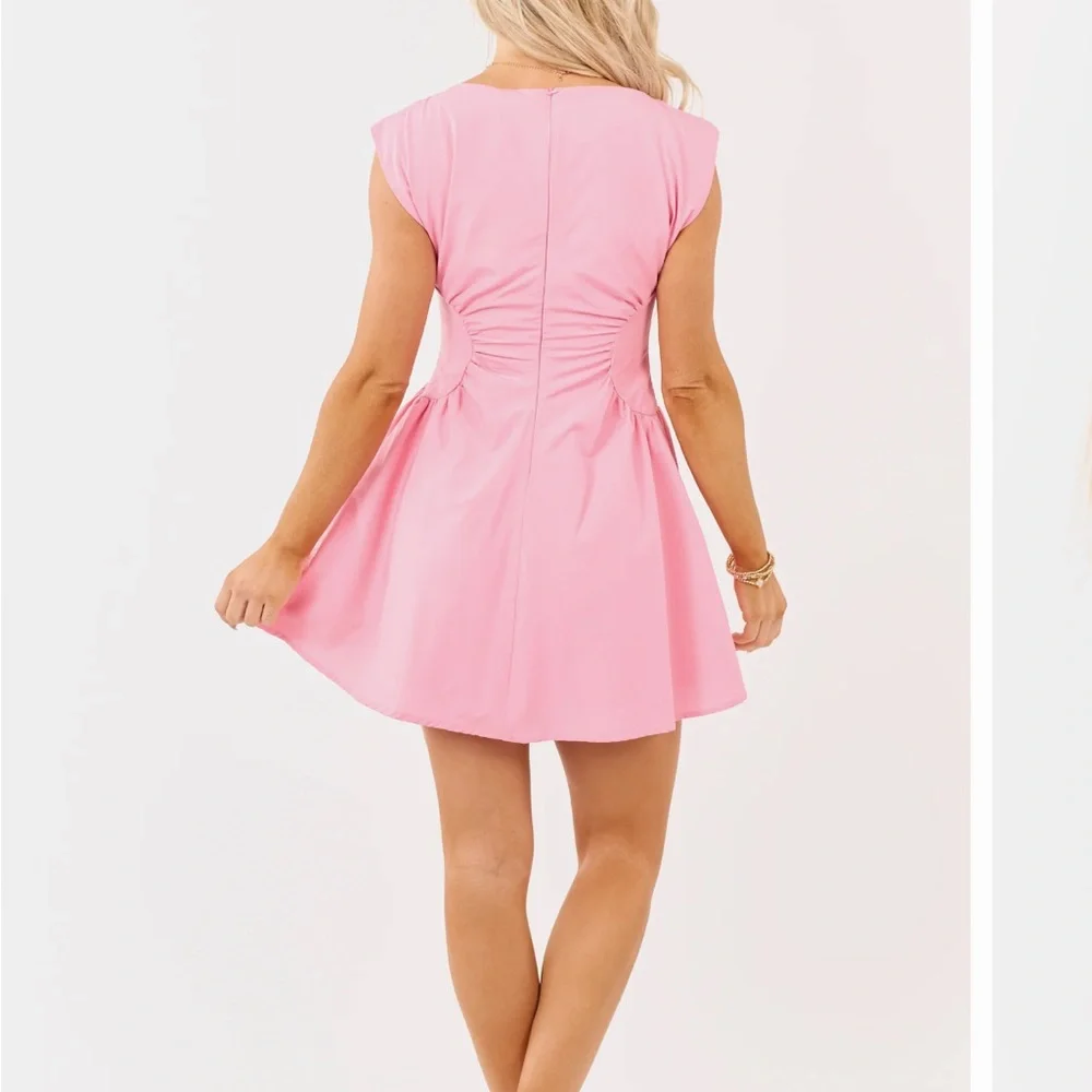 Pink Ruched Mini Dress - Picture 3 of 5